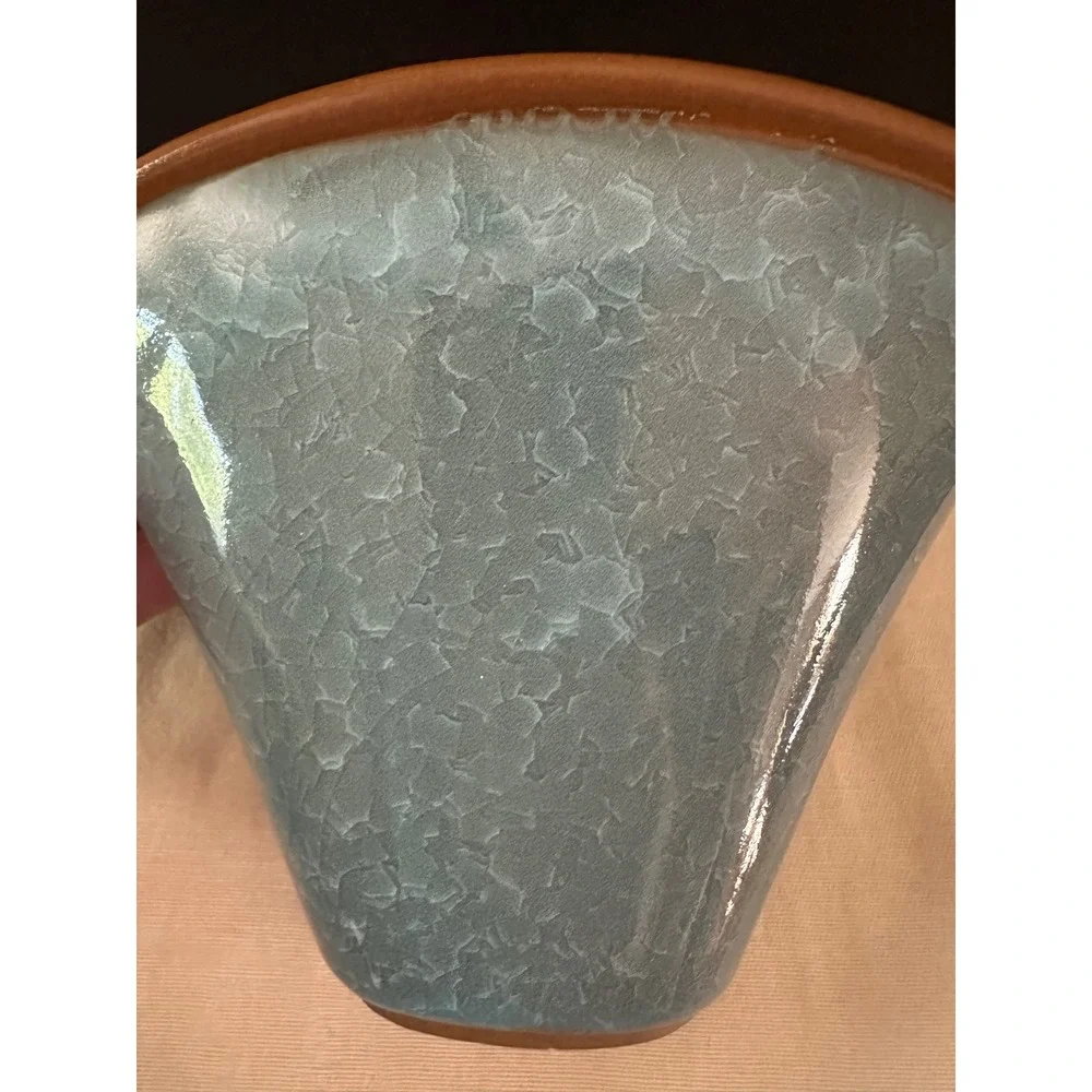 Crowning Touch Collection Blue Crackle Glaze Shell Vase Made in Japan Coastal